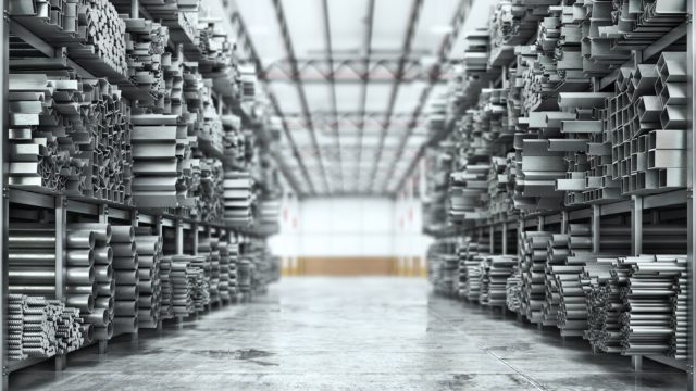 Metals stored in warehouse racking